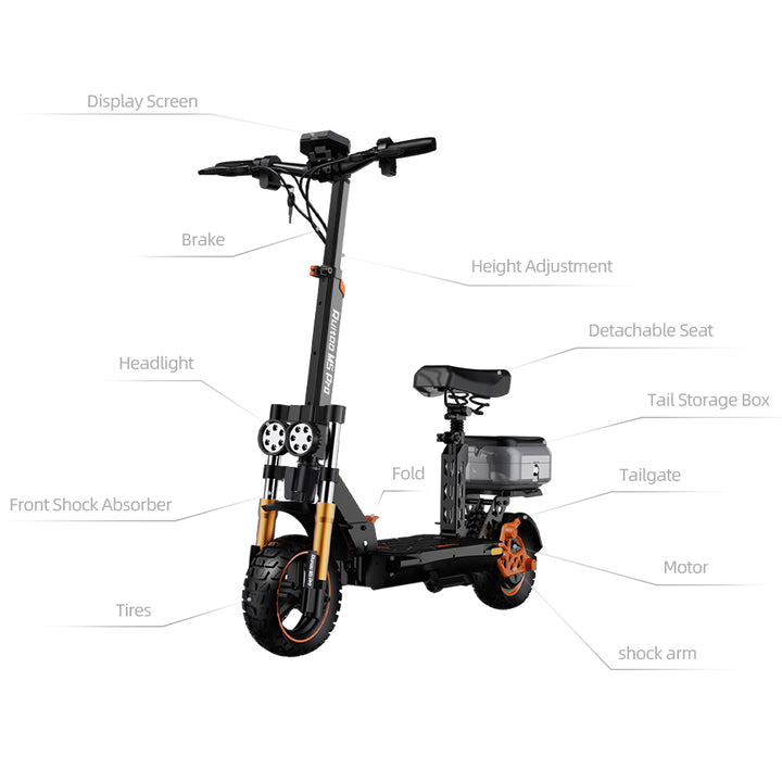 Ruitoo M5 Pro Foldable All-Terrain Electric Scooter for Adults, 1600W Motor, 998Wh Battery